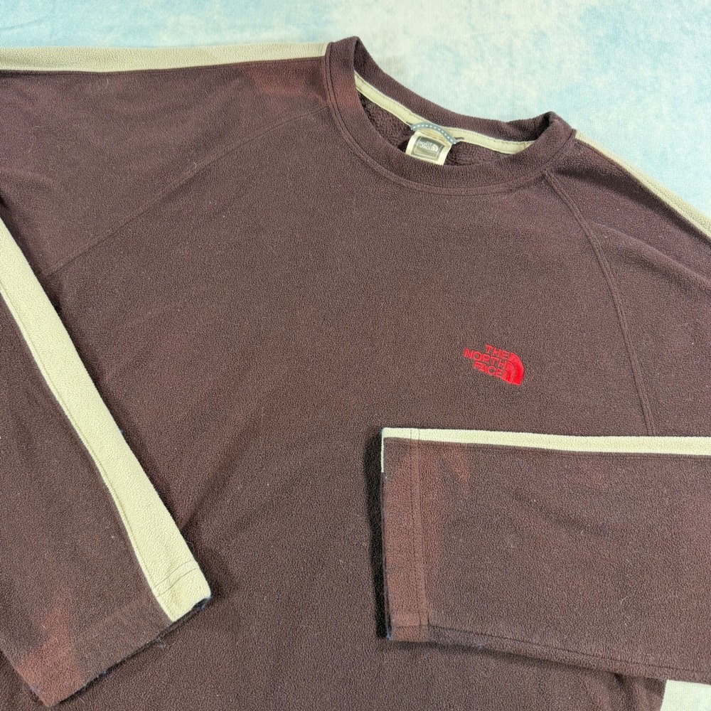 The North Face Fleece Pullover Mens L Brown Excellent Raglan Stripe ATJ1